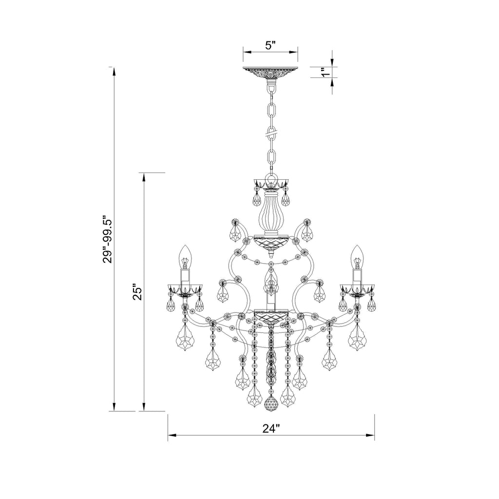 Crystorama Filmore 23'' Chandelier - Product Dimensions