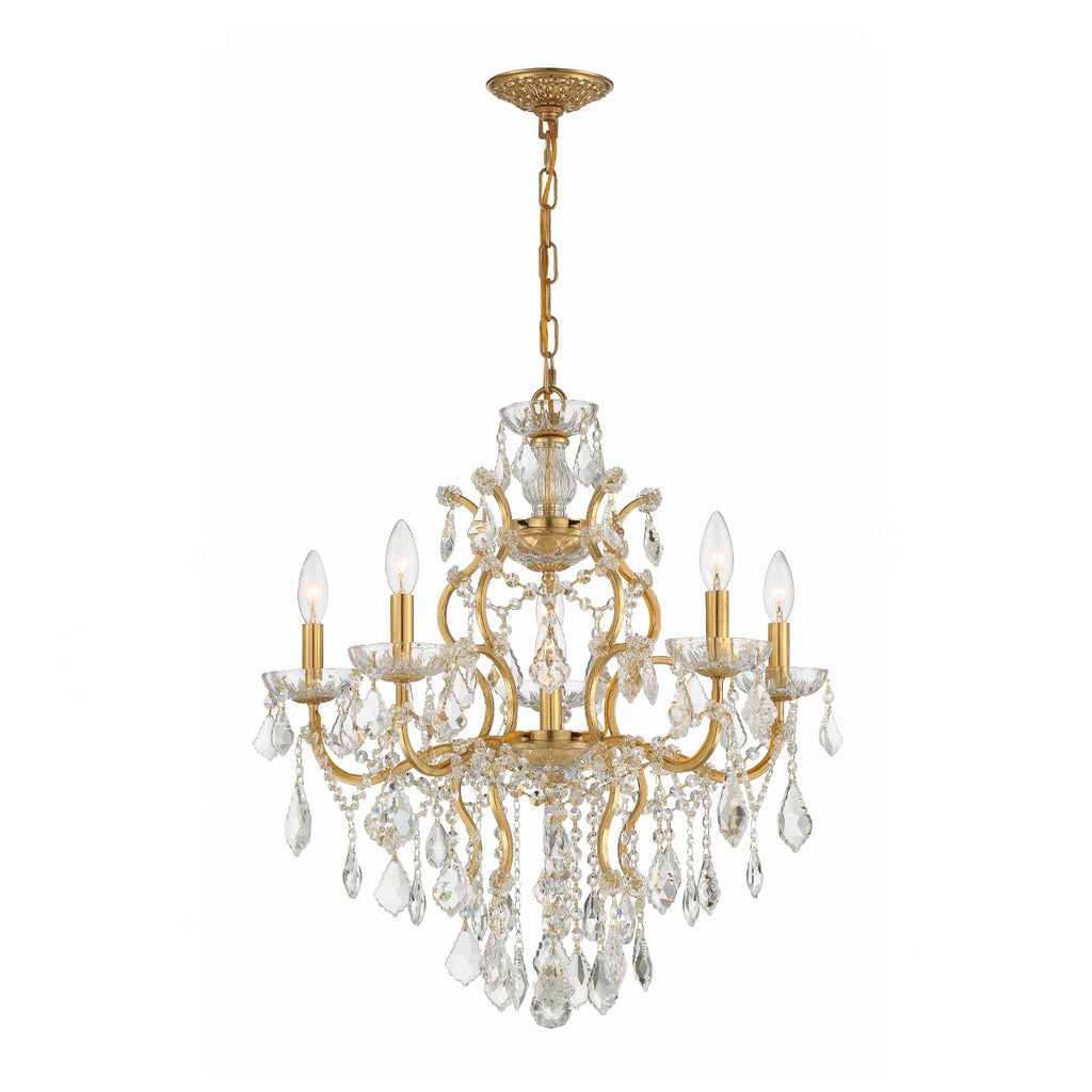 Crystorama Swarovski 24" Chandelier in Antique Gold - Front View
