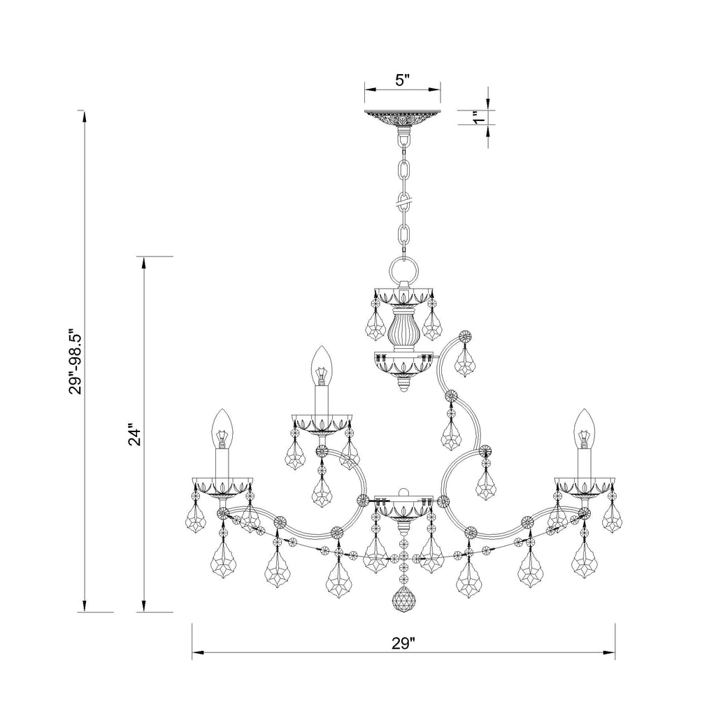 Crystorama Filmore 29'' Chandelier - Product Dimensions