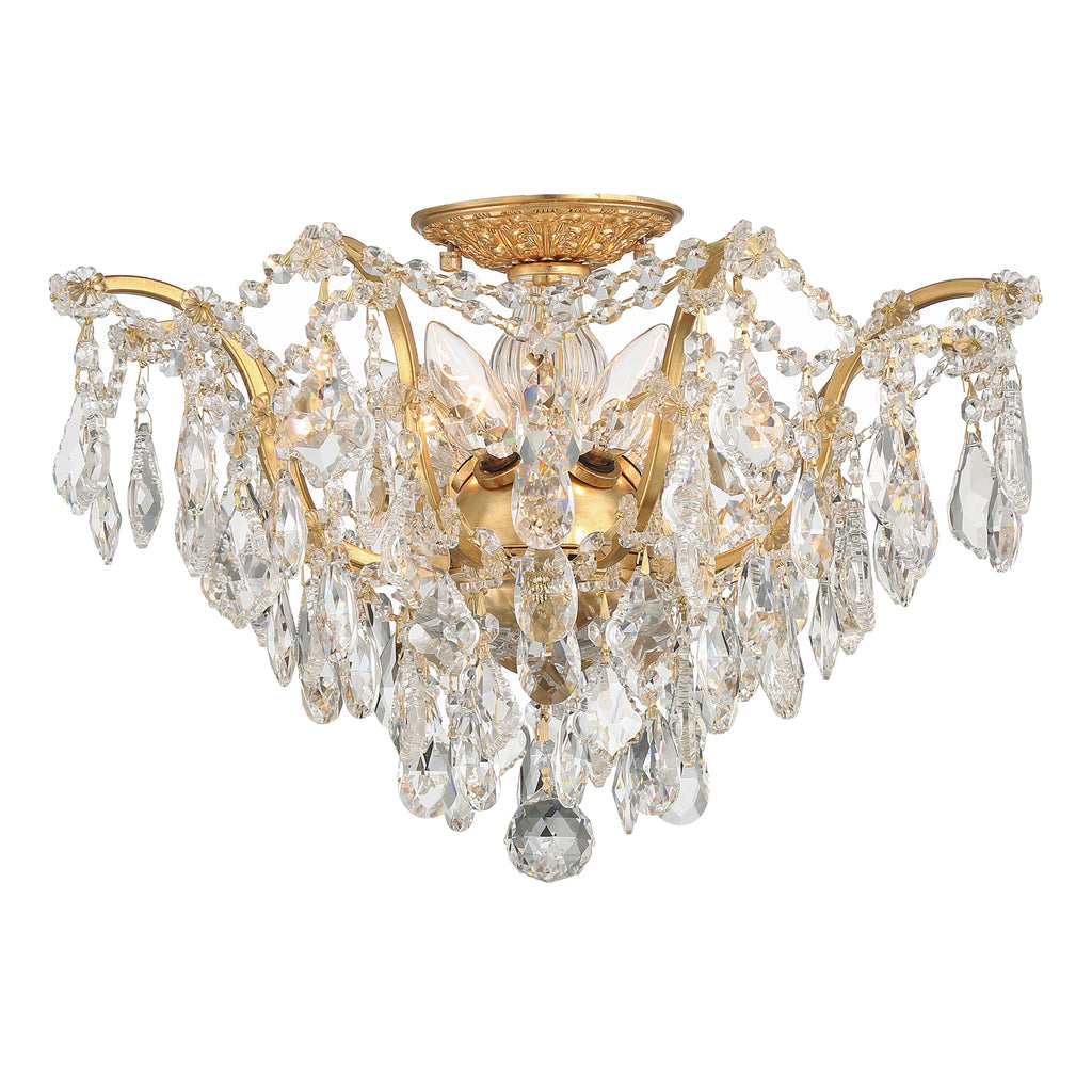 Crystorama Filmore 19'' Semi Flush Mount in Antique Gold - Front View