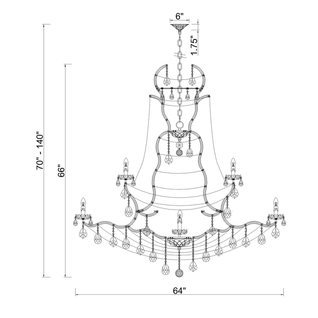 Crystorama Maria Theresa 64'' Chandelier - Product Dimensions