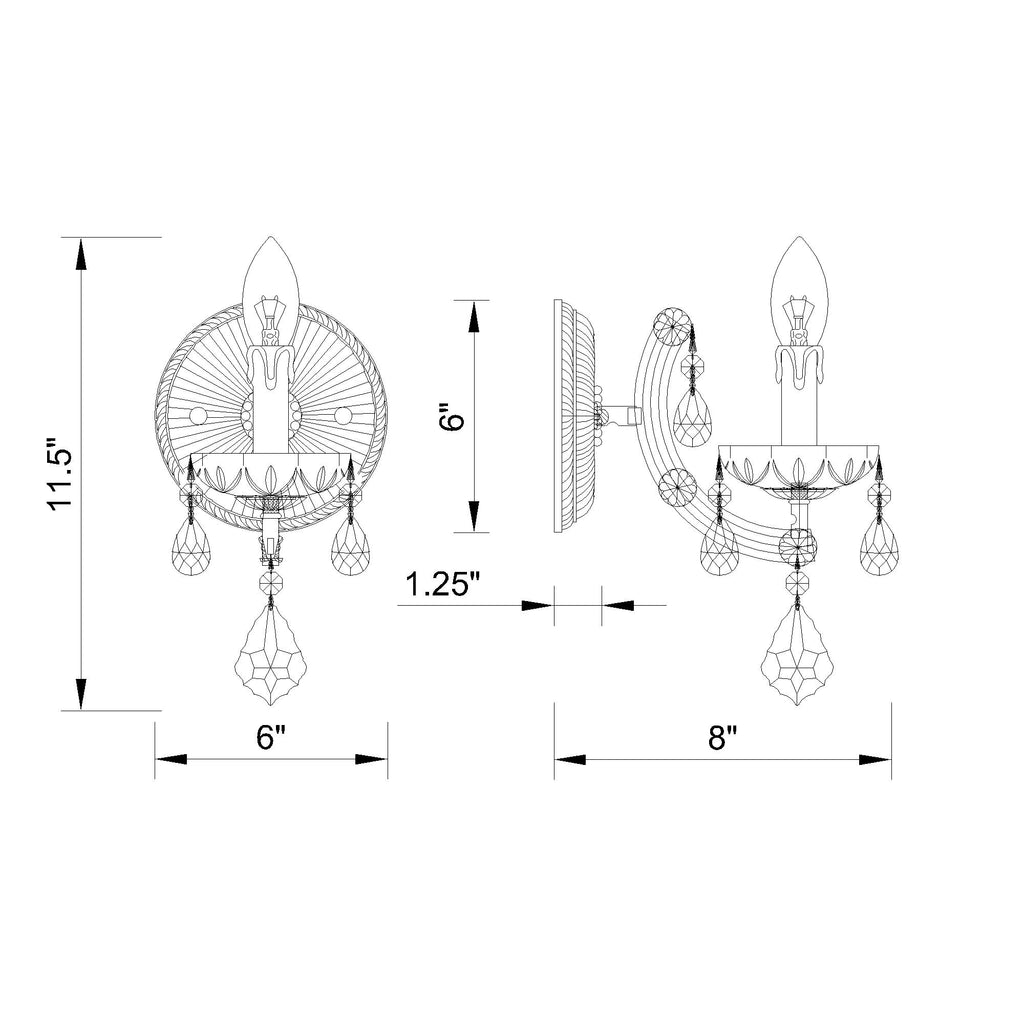 Crystorama Maria Theresa 6'' Sconce - Product Dimensions