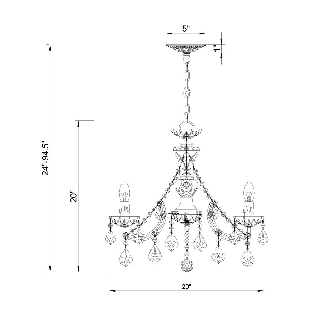 Crystorama Maria Theresa 20'' Chandelier - Product Dimensions