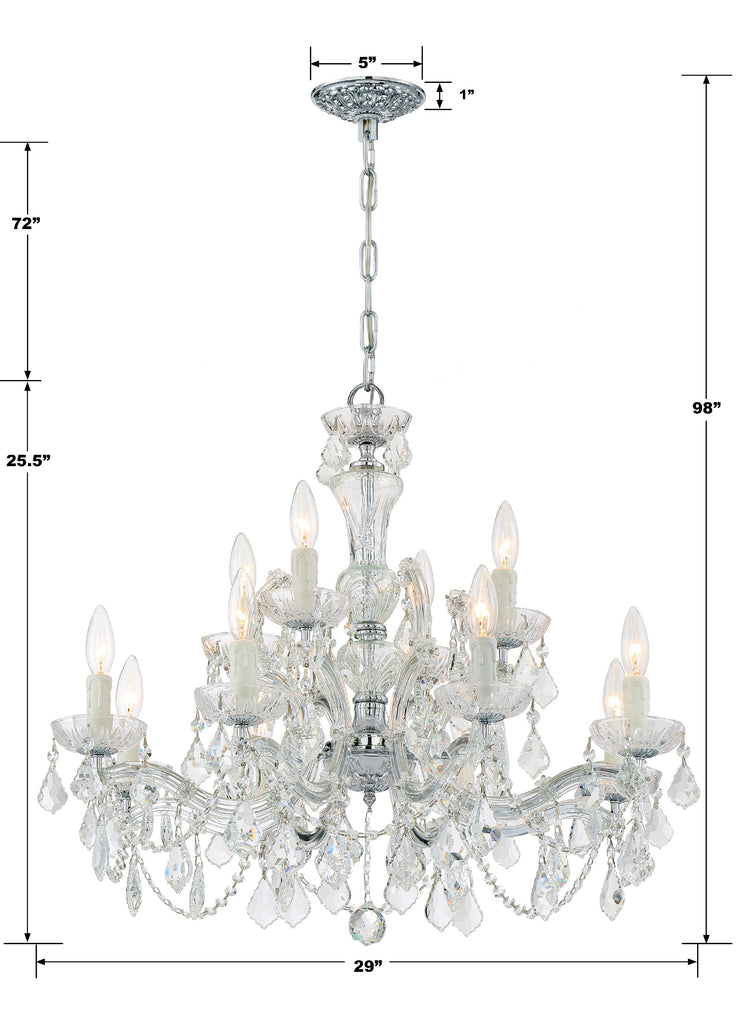 4479-CH-CL-I Maria Theresa 12 Light Chandelier | Dimensions Image