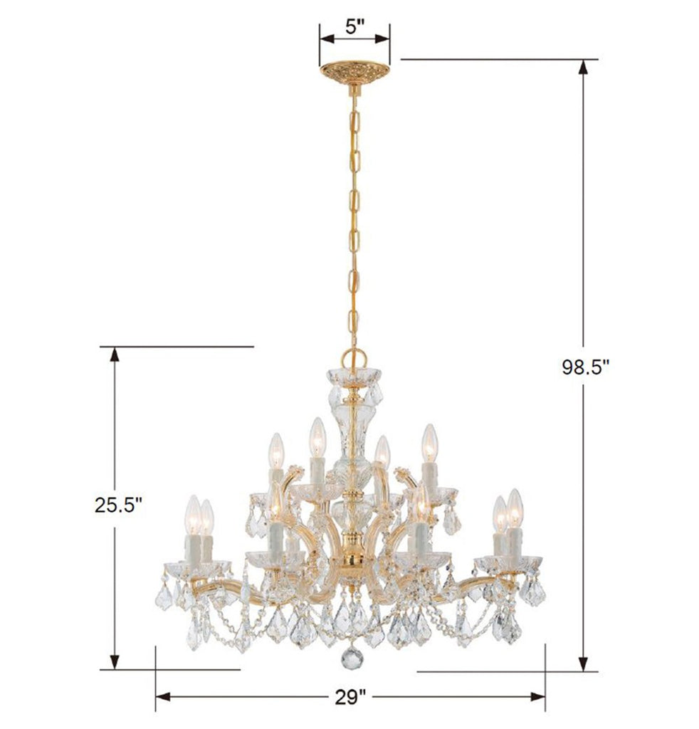 4479-GD-CL-S Maria Theresa 12 Light Chandelier | Dimensions Image