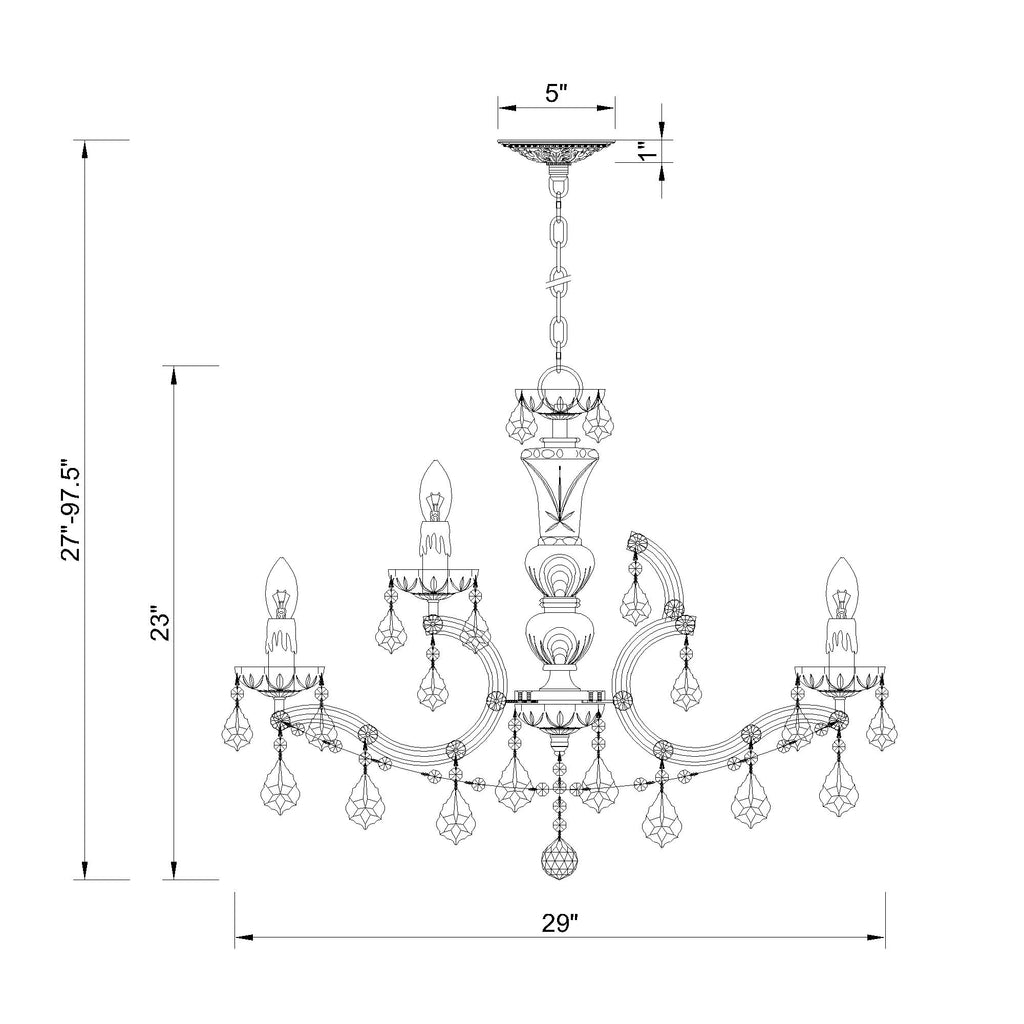 Crystorama Maria Theresa 29'' Chandelier - Product Dimensions