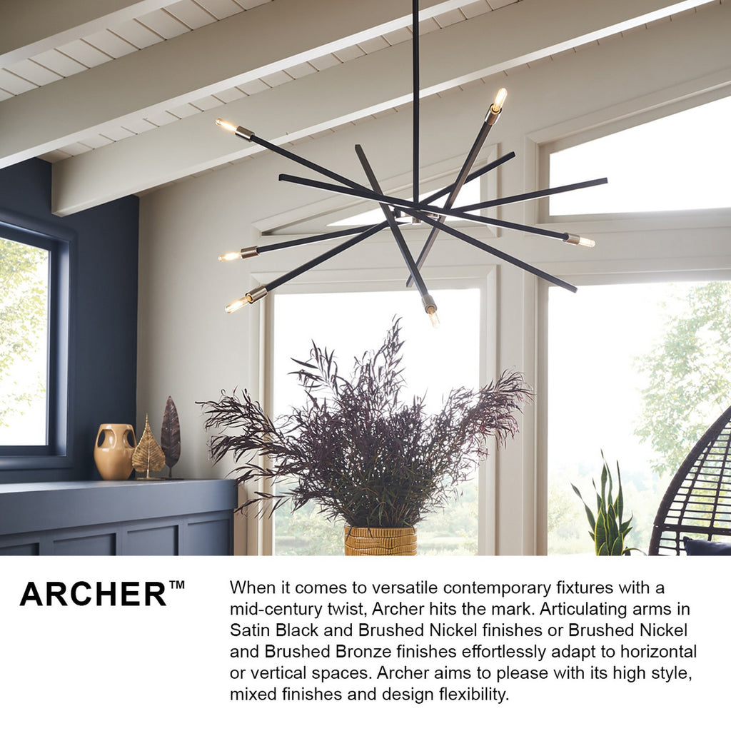 4765BN Archer 6 Light Mid-Century Mini Chandelier | Alternate Image