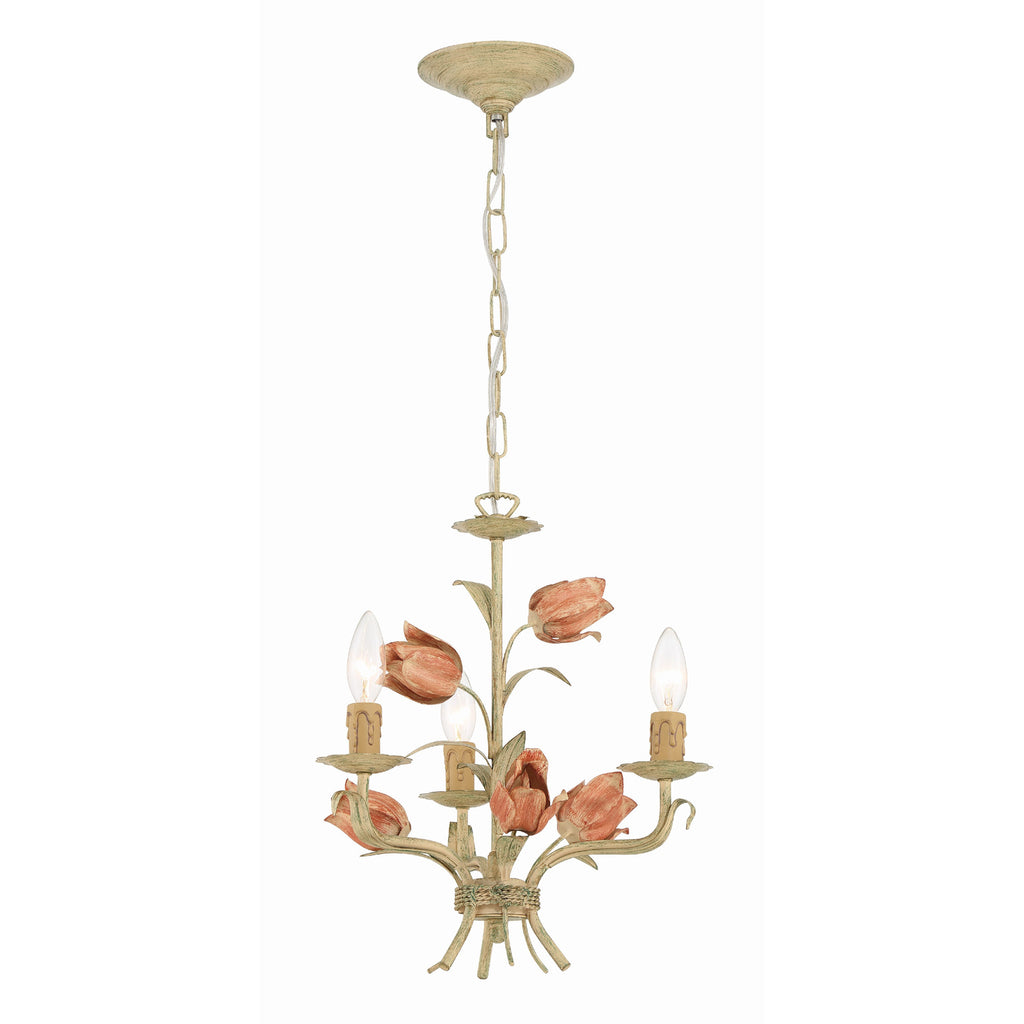 Crystorama Southport 14'' Chandelier in Sage Rose - Front View