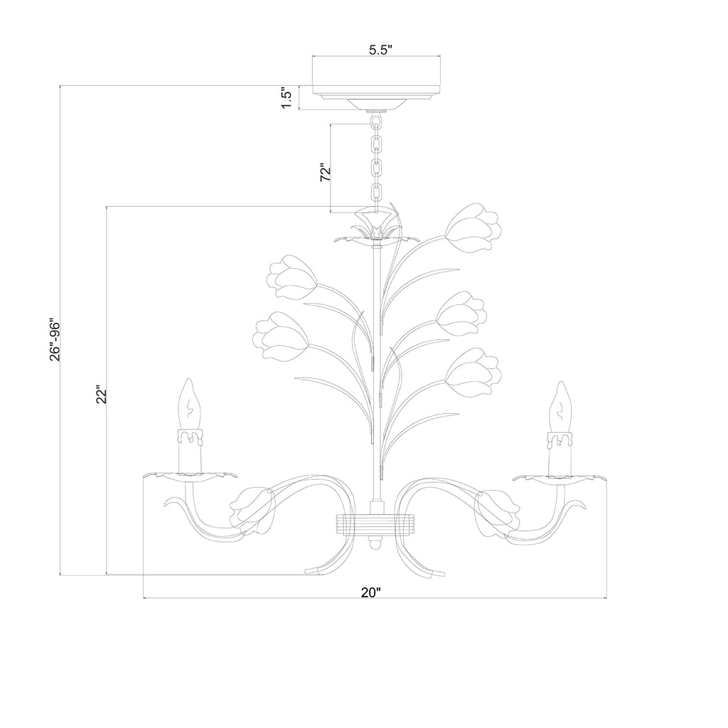 Crystorama Southport 20'' Chandelier - Product Dimensions