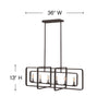 4815DZ Quentin 6 Light Linear Chandelier|Dimensions Image