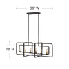 4815KZ Quentin 6 Light Linear Chandelier|Dimensions Image