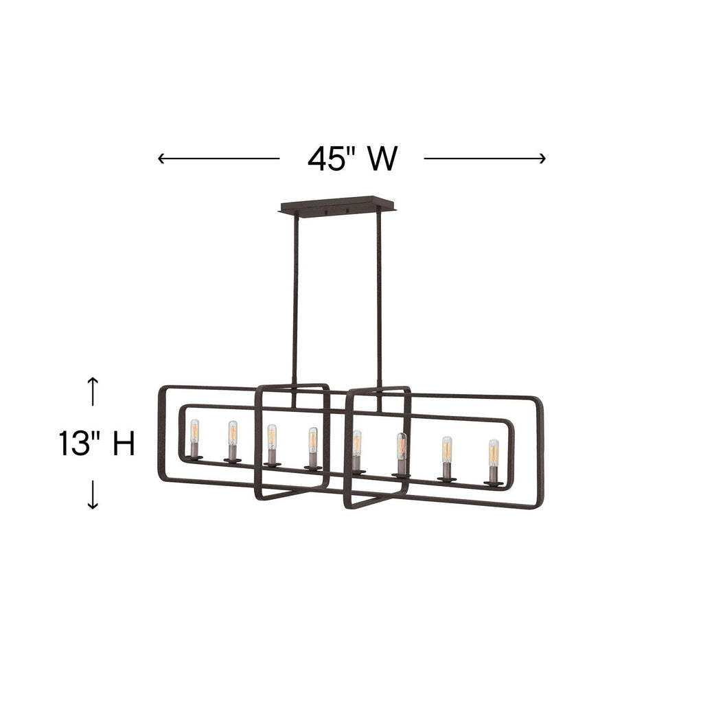 4818DZ Quentin 8 Light Linear Chandelier|Dimensions Image