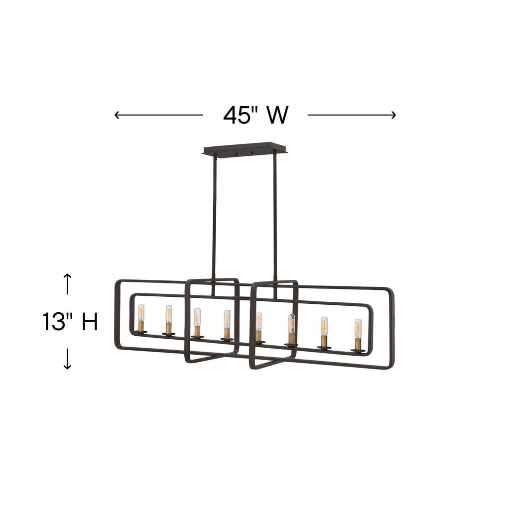 4818KZ Quentin 8 Light Linear Chandelier|Dimensions Image