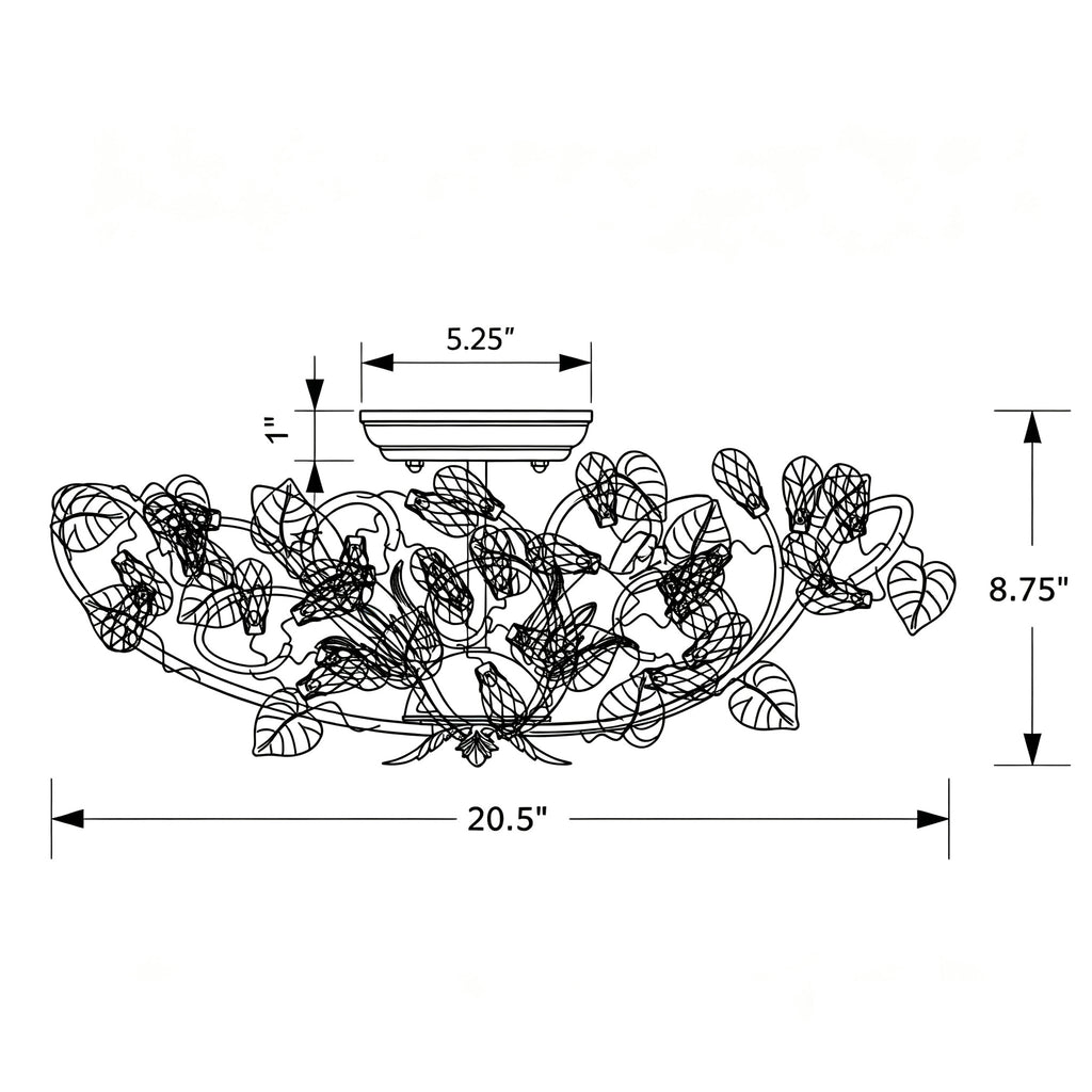 Crystorama Josie 20.5'' Semi Flush Mount - Product Dimensions