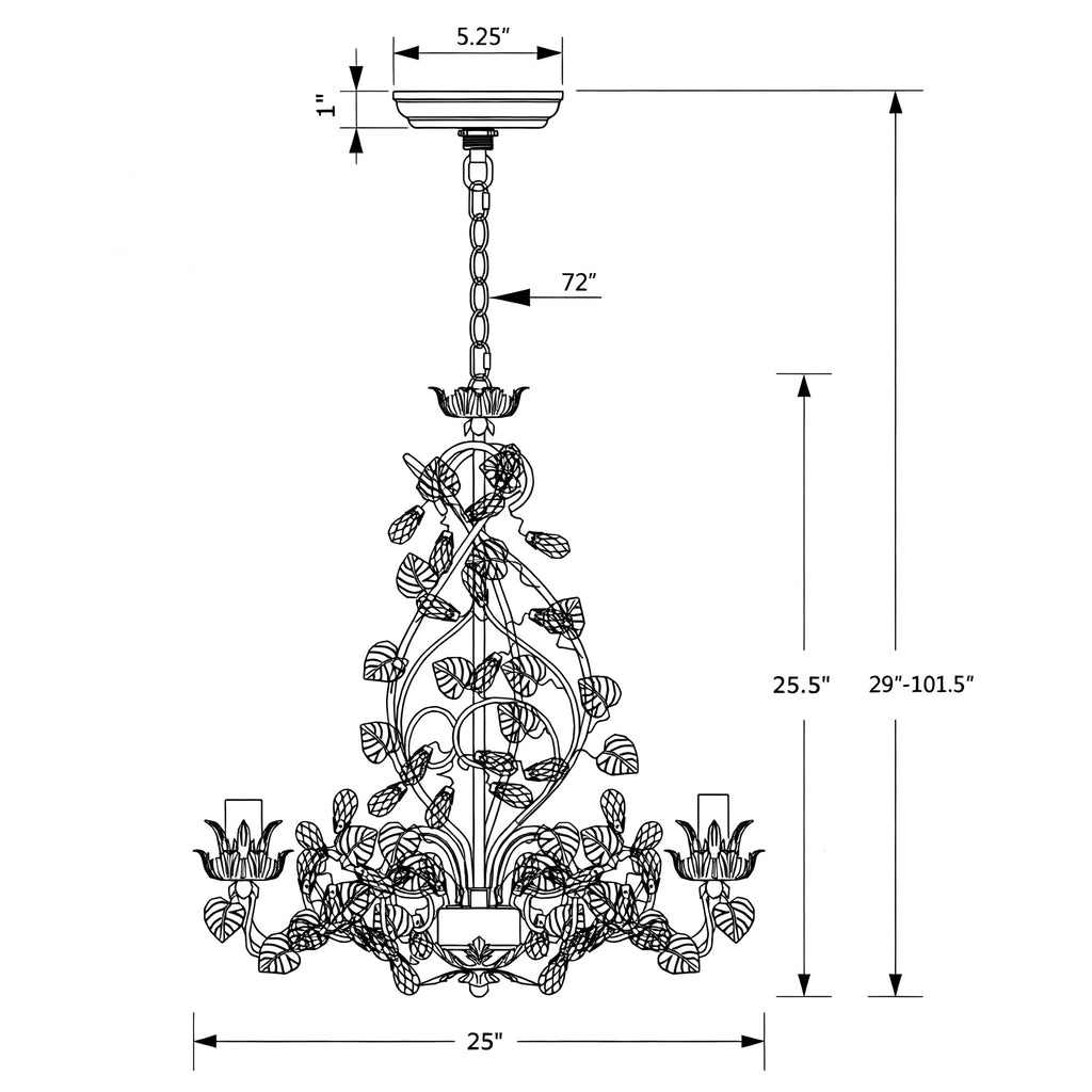 Crystorama Josie 25'' Chandelier - Product Dimensions
