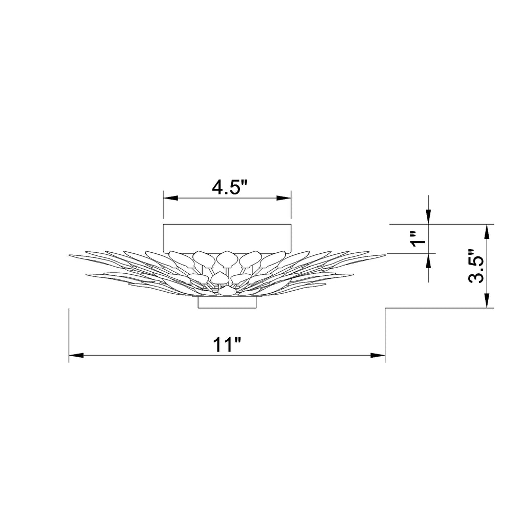 Crystorama Broche 11'' Flush Mount - Product Dimensions