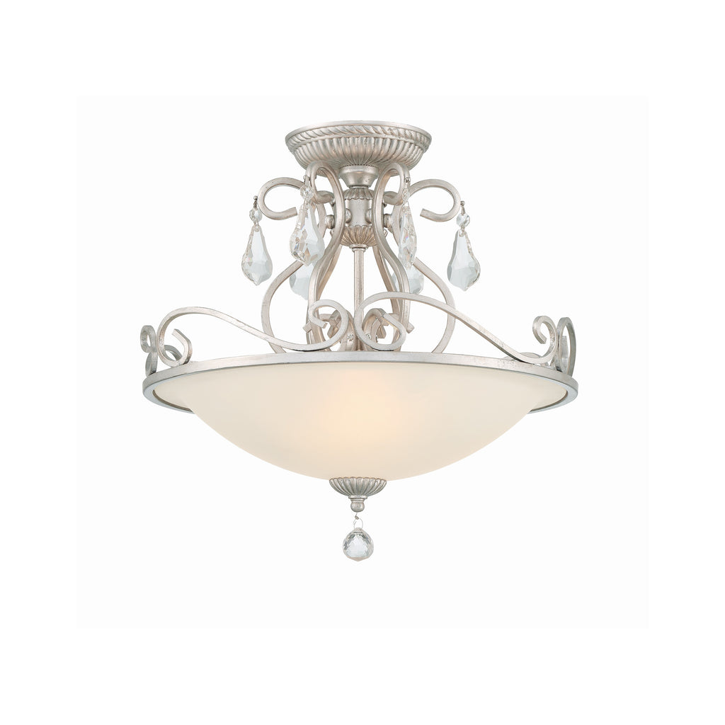 Crystorama Ashton 16.5'' Semi Flush Mount in Olde Silver - Front View
