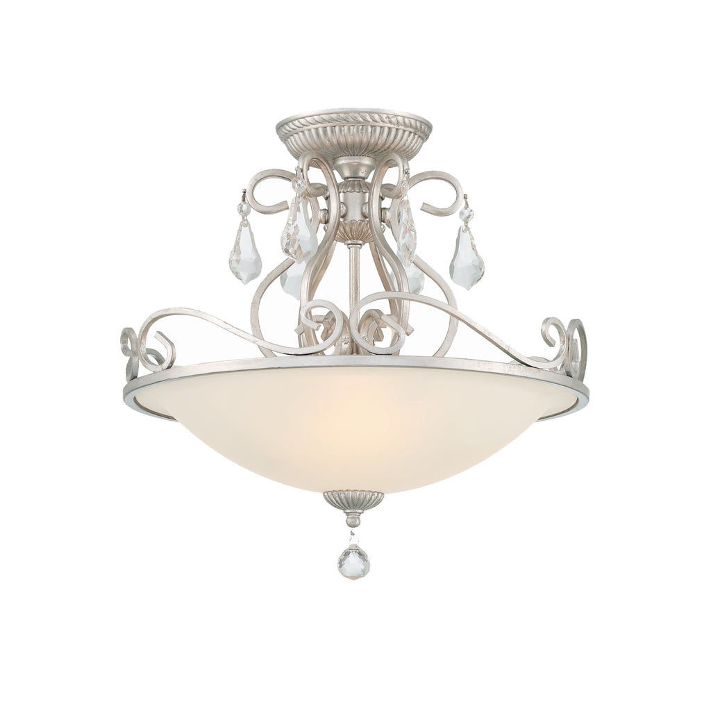 Crystorama Ashton 16.5'' Semi Flush Mount in Olde Silver - Front View