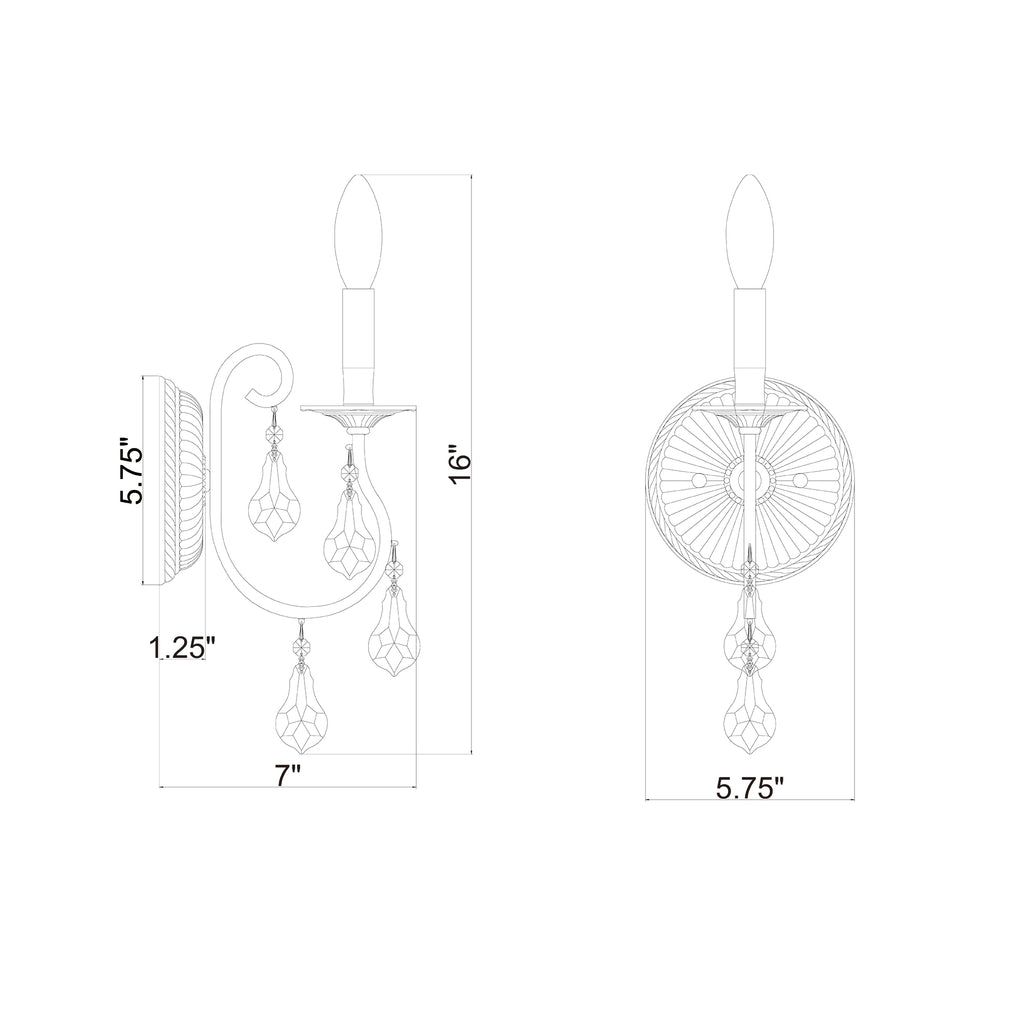 Crystorama Ashton 5.5'' Sconce - Product Dimensions