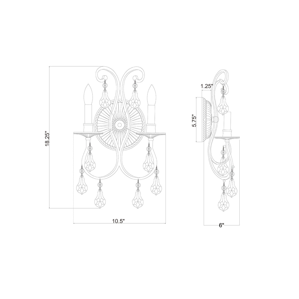 Crystorama Ashton 10.5'' Sconce - Product Dimensions