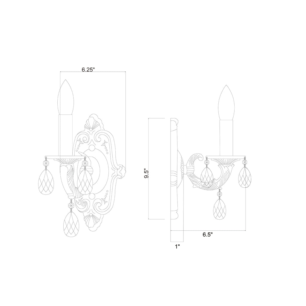 Crystorama Paris Market 6.25'' Sconce - Product Dimensions