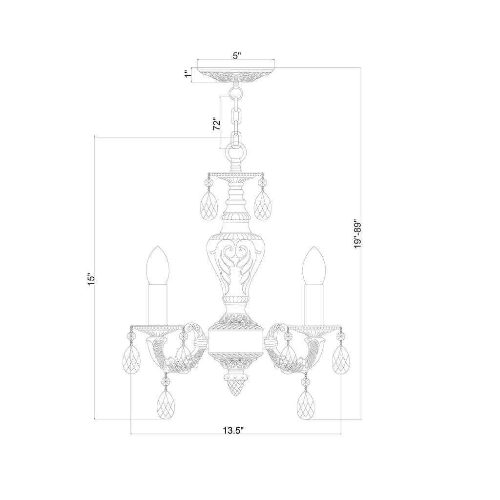Crystorama Paris Market 13.5'' Chandelier - Product Dimensions