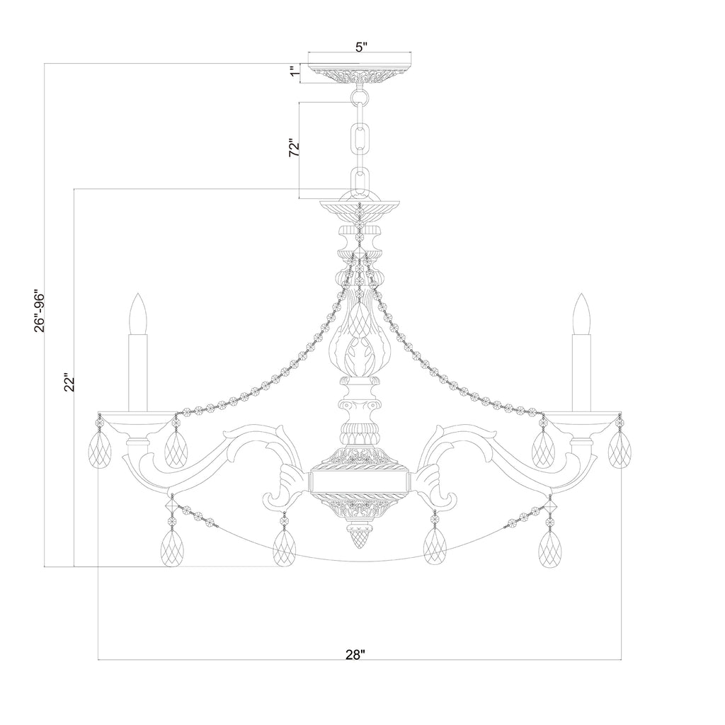Crystorama Paris Market 28'' Chandelier - Product Dimensions