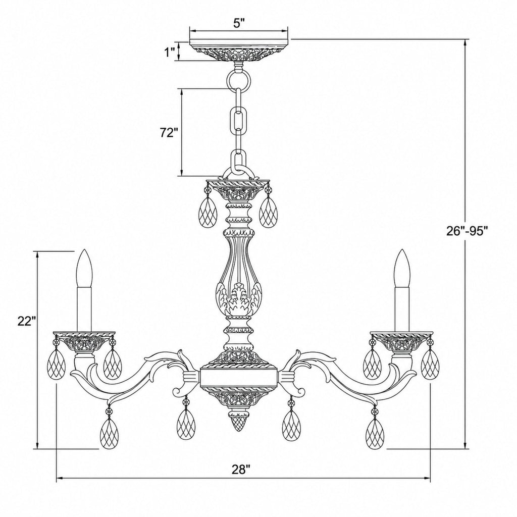 Crystorama Paris Market 28'' Chandelier - Product Dimensions