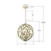 504-CT Broche 16'' Chandelier | Dimensions Image
