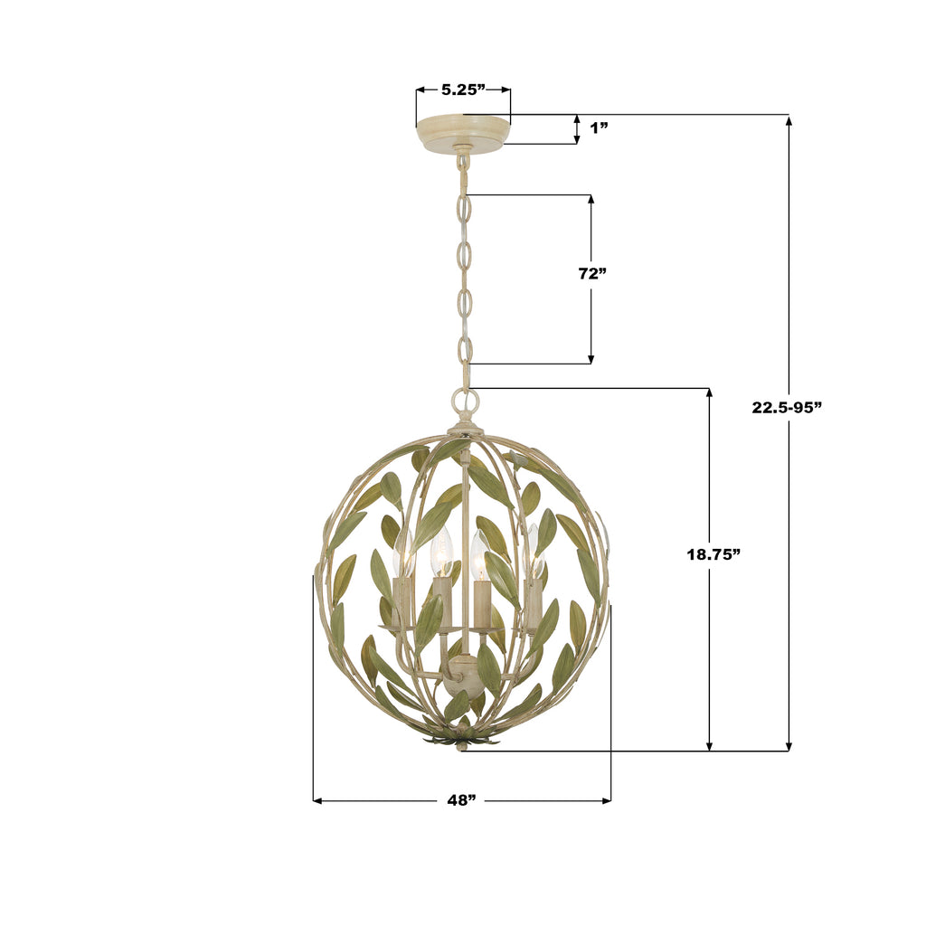 504-CT Broche 16'' Chandelier | Dimensions Image