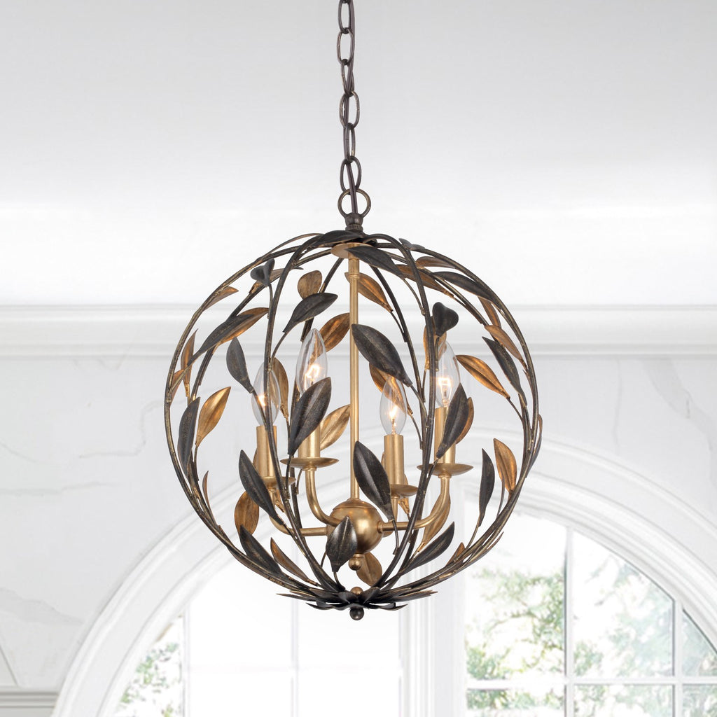 504-EB-GA Broche 4 Light Mini Chandelier | Lifestyle Image