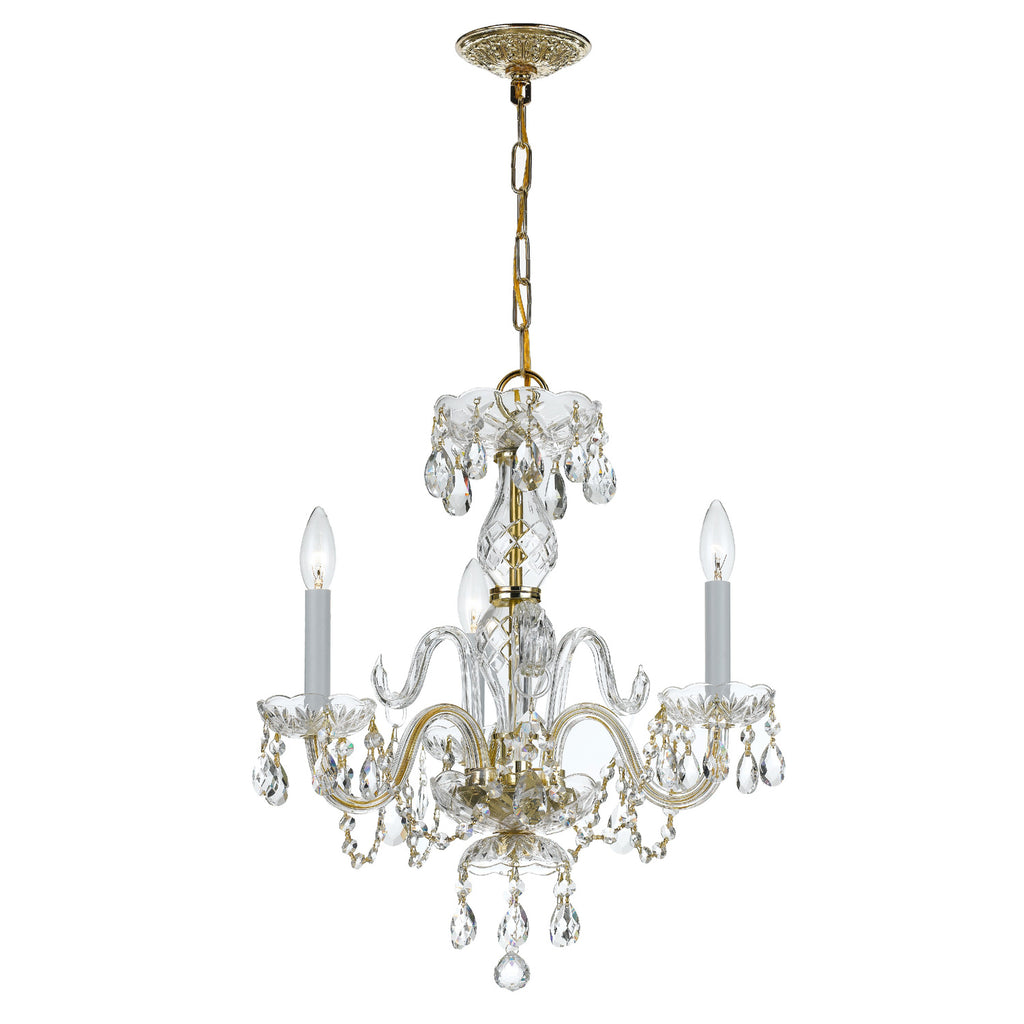 Crystorama Traditional Crystal 16'' Chandelier in Polished Brass - Front View