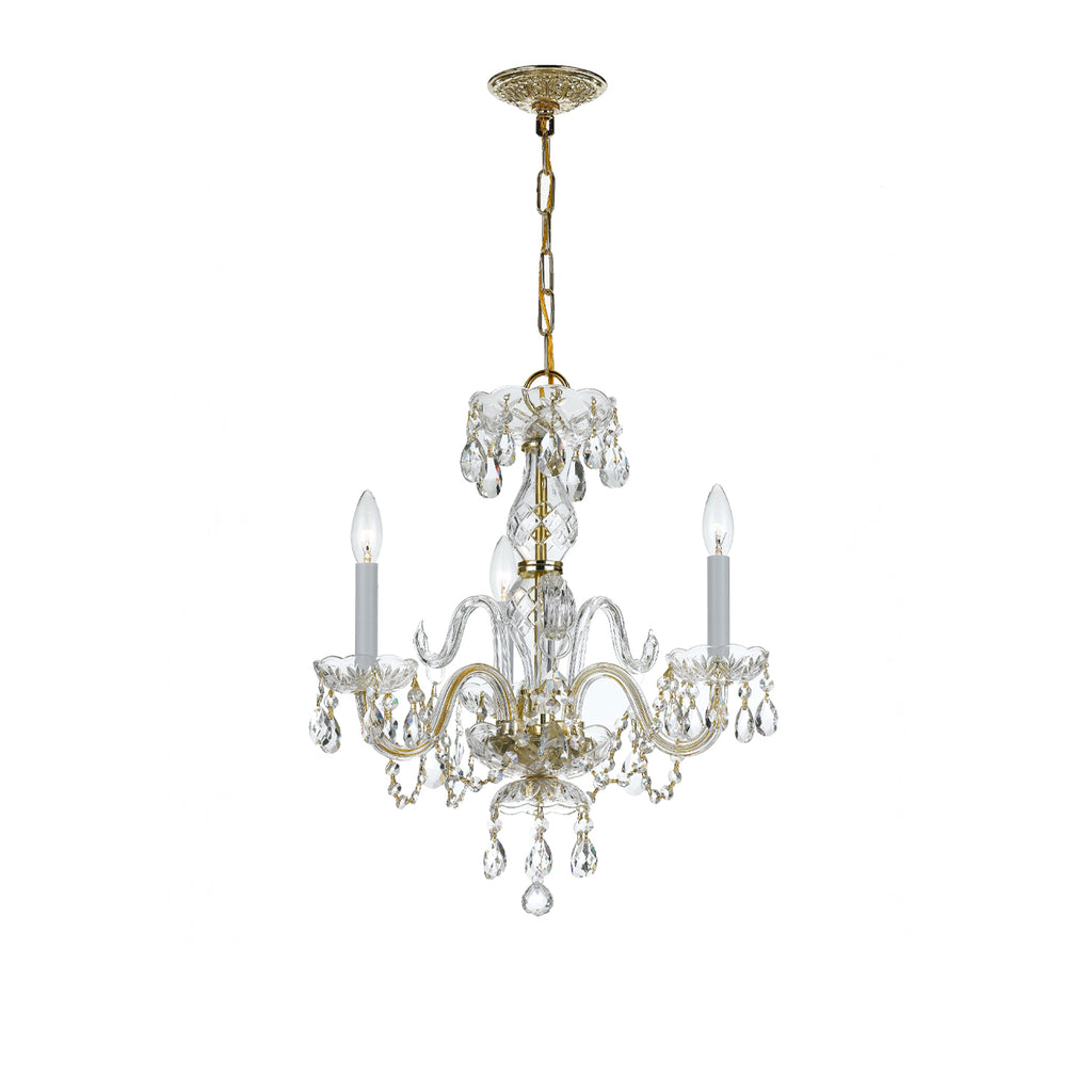 Crystorama Traditional Crystal 16'' Chandelier in Polished Brass - Front View