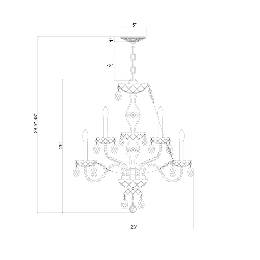 Crystorama Traditional Crystal 23'' Chandelier - Product Dimensions