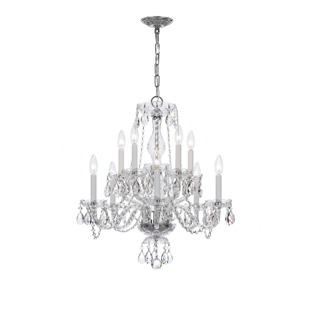 Crystorama Traditional Crystal 23'' Chandelier in Polished Chrome - Front View