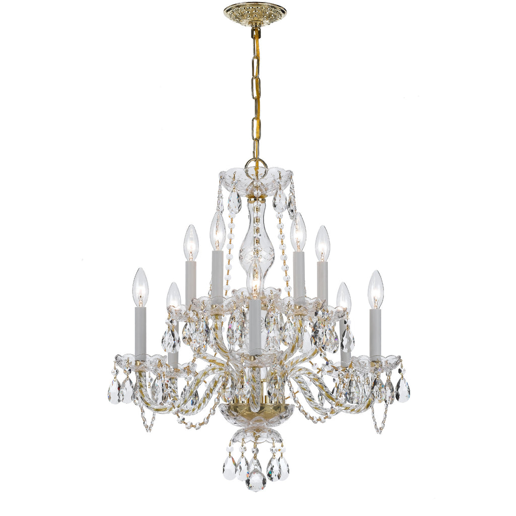 Crystorama Traditional Crystal 23'' Chandelier in Polished Brass - Front View