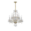 Crystorama Traditional Crystal 23'' Chandelier in Polished Brass - Front View
