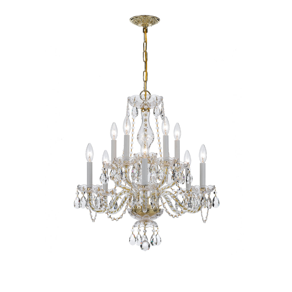 Crystorama Traditional Crystal 23'' Chandelier in Polished Brass - Front View