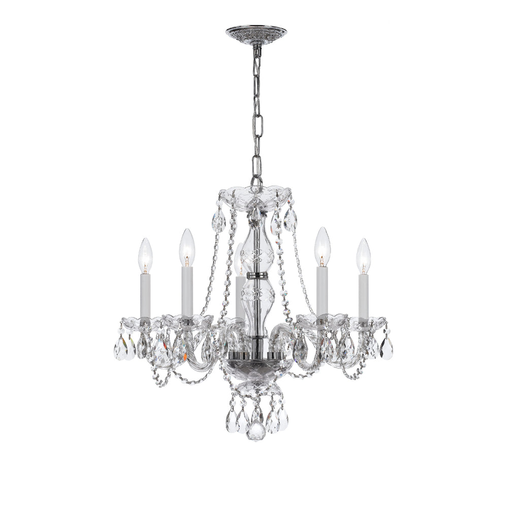 Crystorama Traditional Crystal 21'' Chandelier in Polished Chrome - Front View