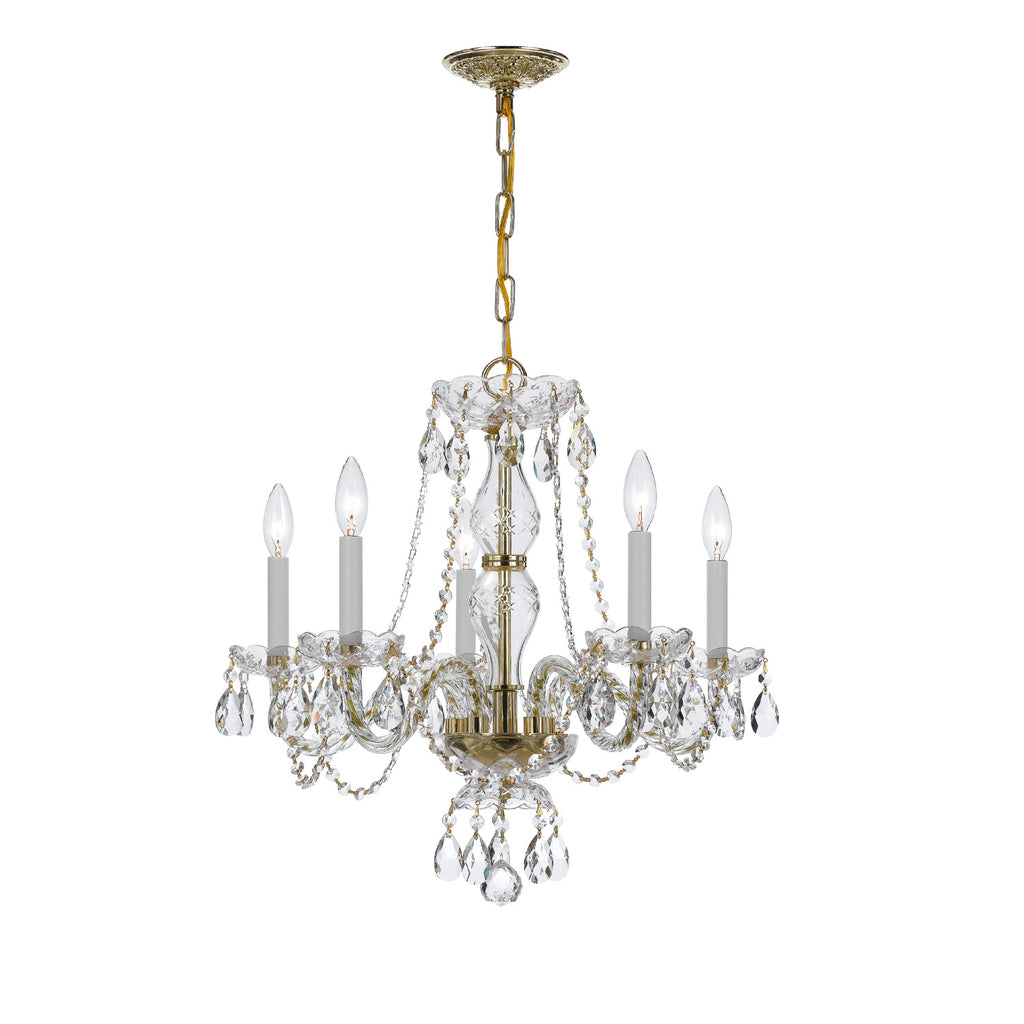Crystorama Traditional Crystal 21'' Chandelier in Polished Brass - Front View