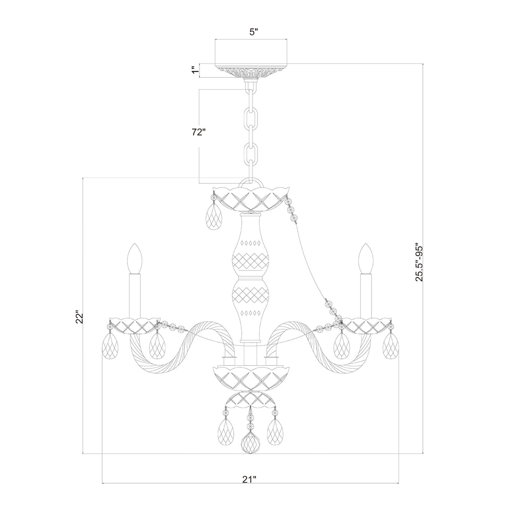 Crystorama Traditional Crystal 21'' Chandelier - Product Dimensions