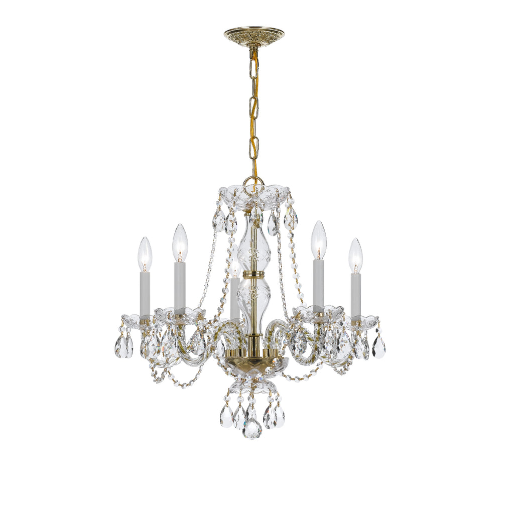 Crystorama Traditional Crystal 21'' Chandelier in Polished Brass - Front View