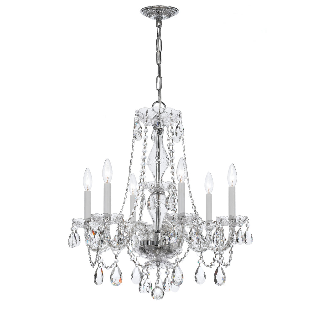 Crystorama Traditional Crystal 23'' Chandelier in Polished Chrome - Front View
