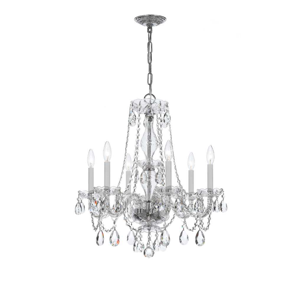 Crystorama Traditional Crystal 23'' Chandelier in Polished Chrome - Front View