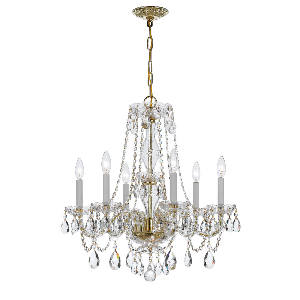 Crystorama Traditional Crystal 23'' Chandelier in Polished Brass - Front View
