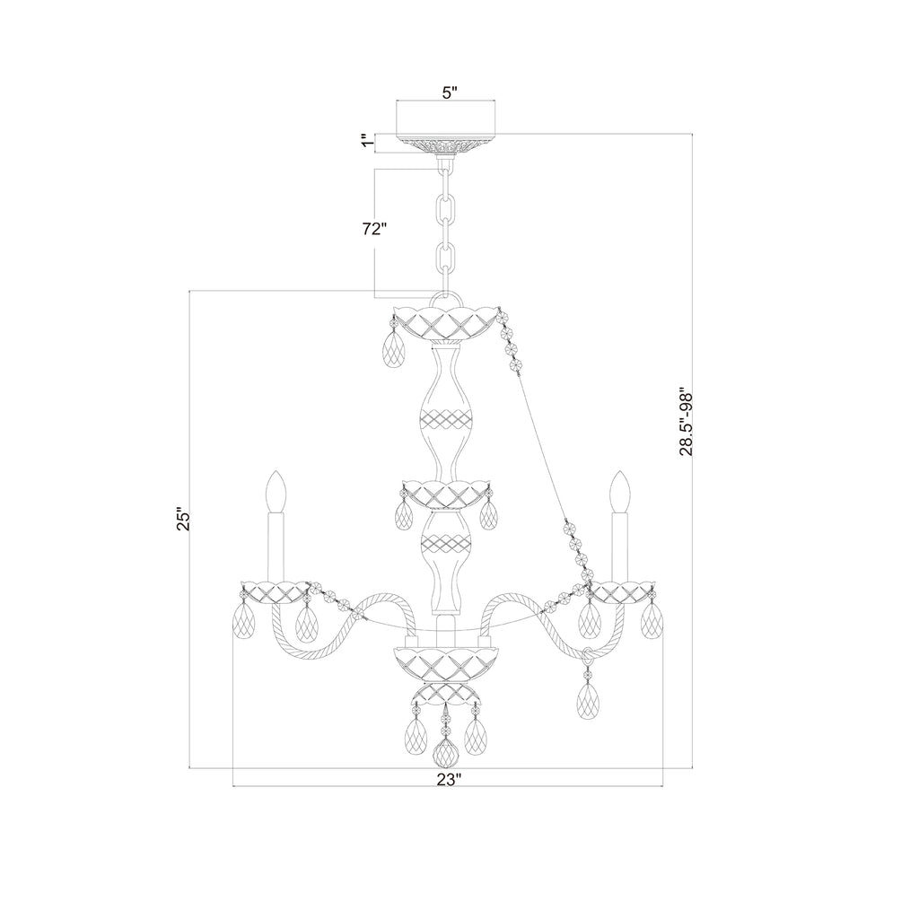 Crystorama Traditional Crystal 23'' Chandelier - Product Dimensions