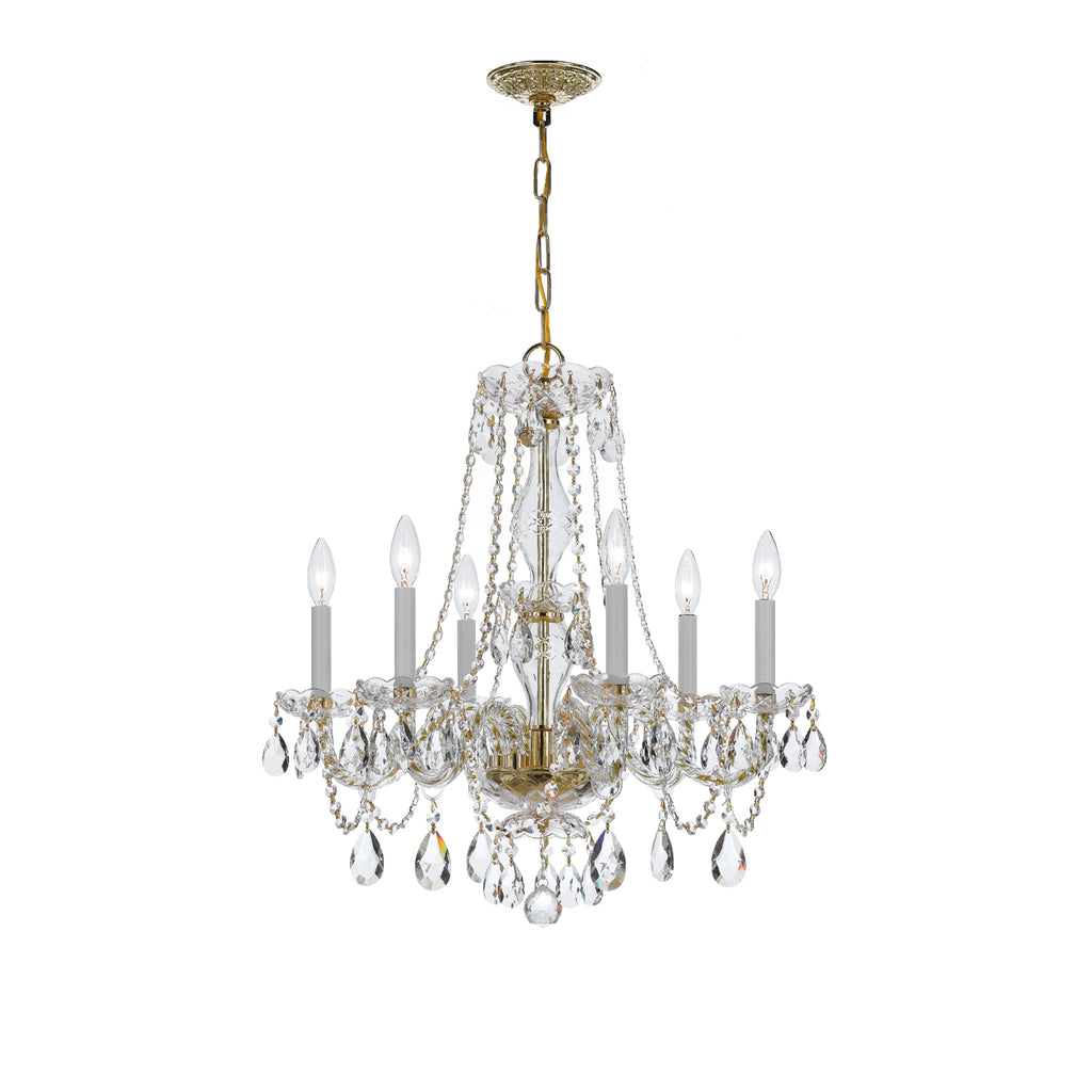 Crystorama Traditional Crystal 23'' Chandelier in Polished Brass - Front View