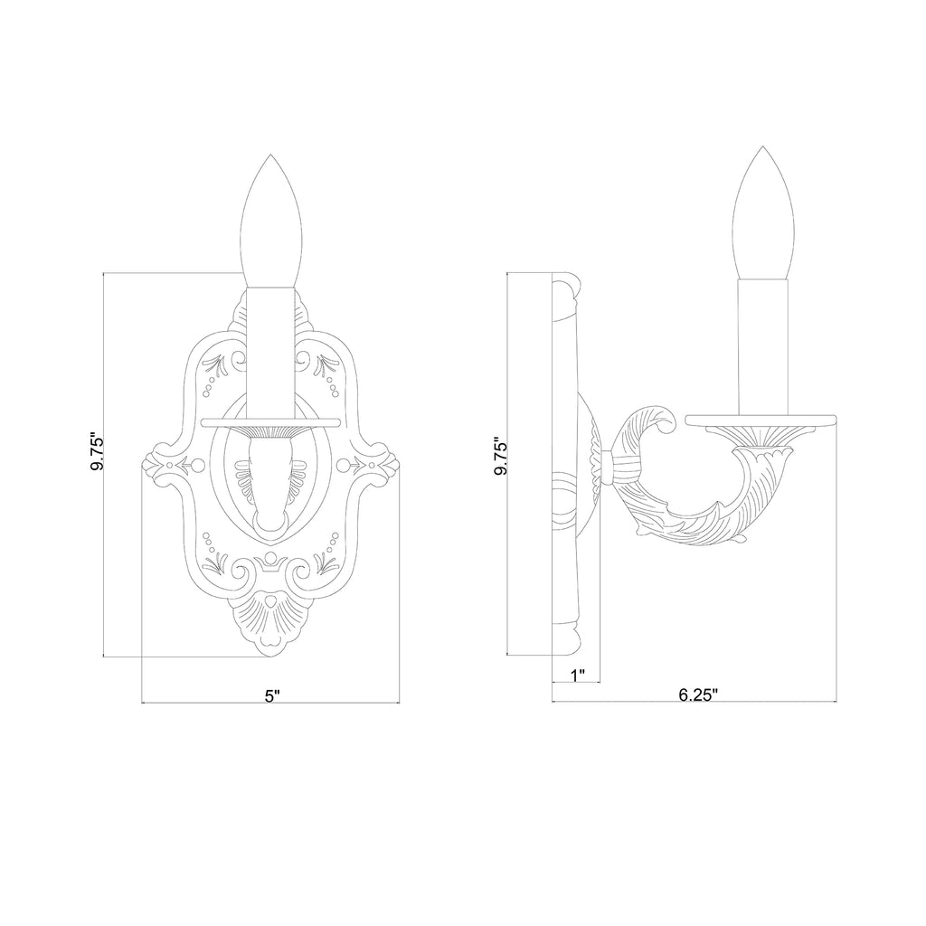 Crystorama Paris Market 5'' Sconce - Product Dimensions