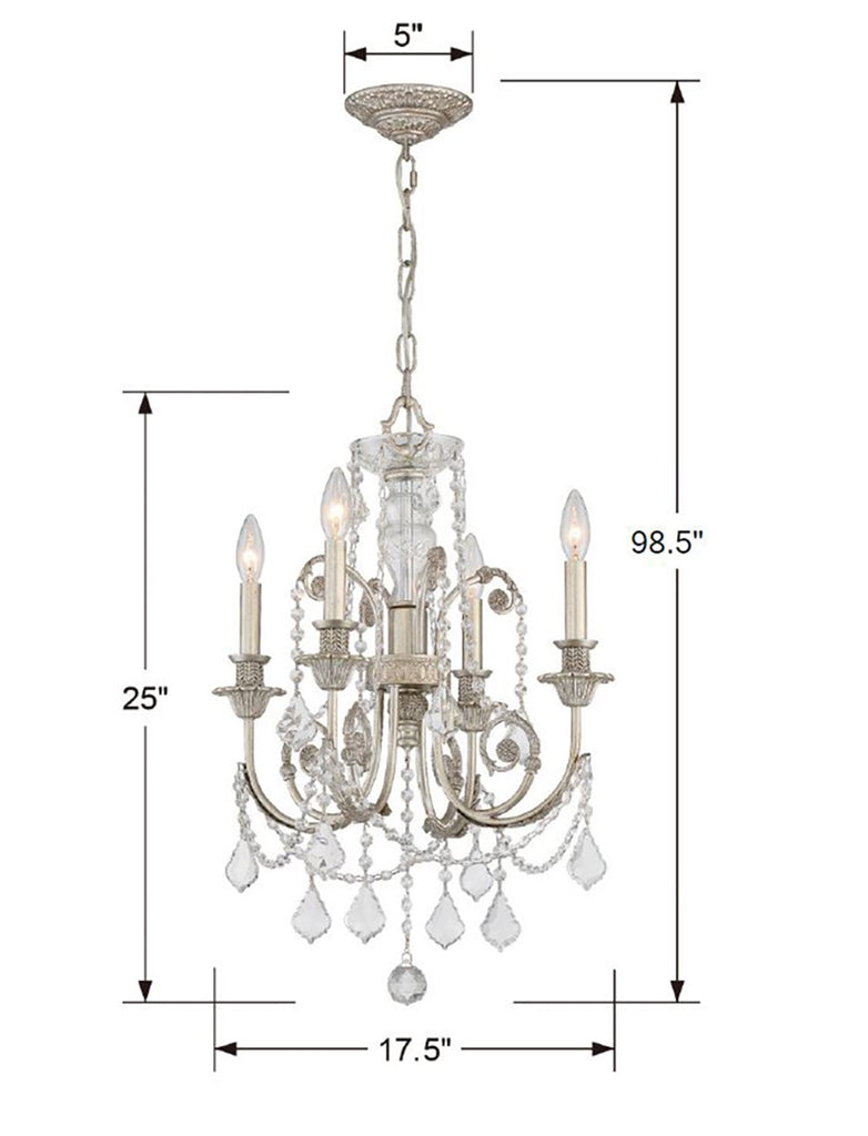 5114-OS-CL-SAQ Regis 4 Light Mini Chandelier | Dimensions Image