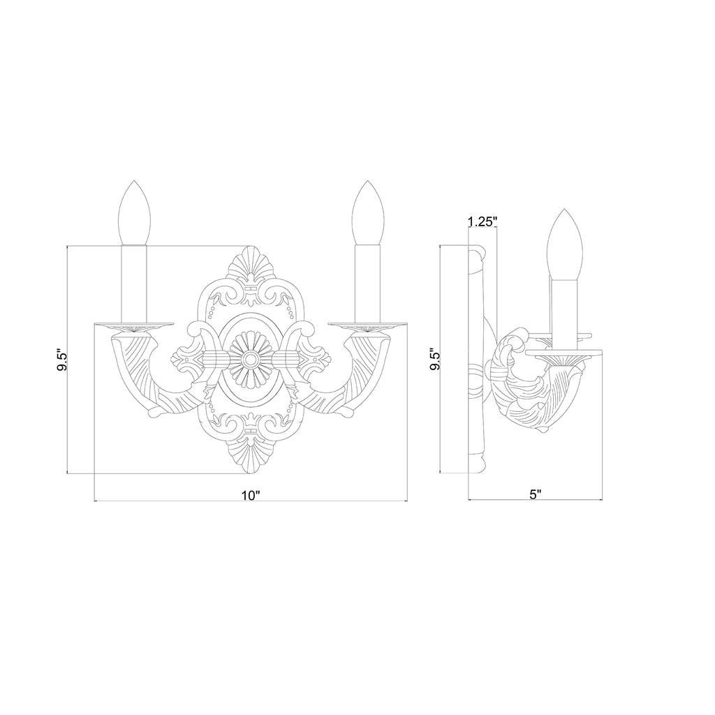 Crystorama Paris Market 10'' Sconce - Product Dimensions